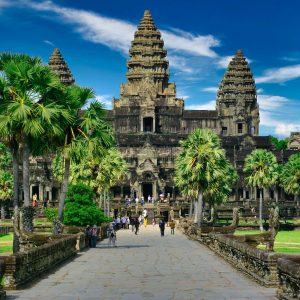 Explore Angkor Wat, a historical Buddhist temple and travel destination in Cambodia.